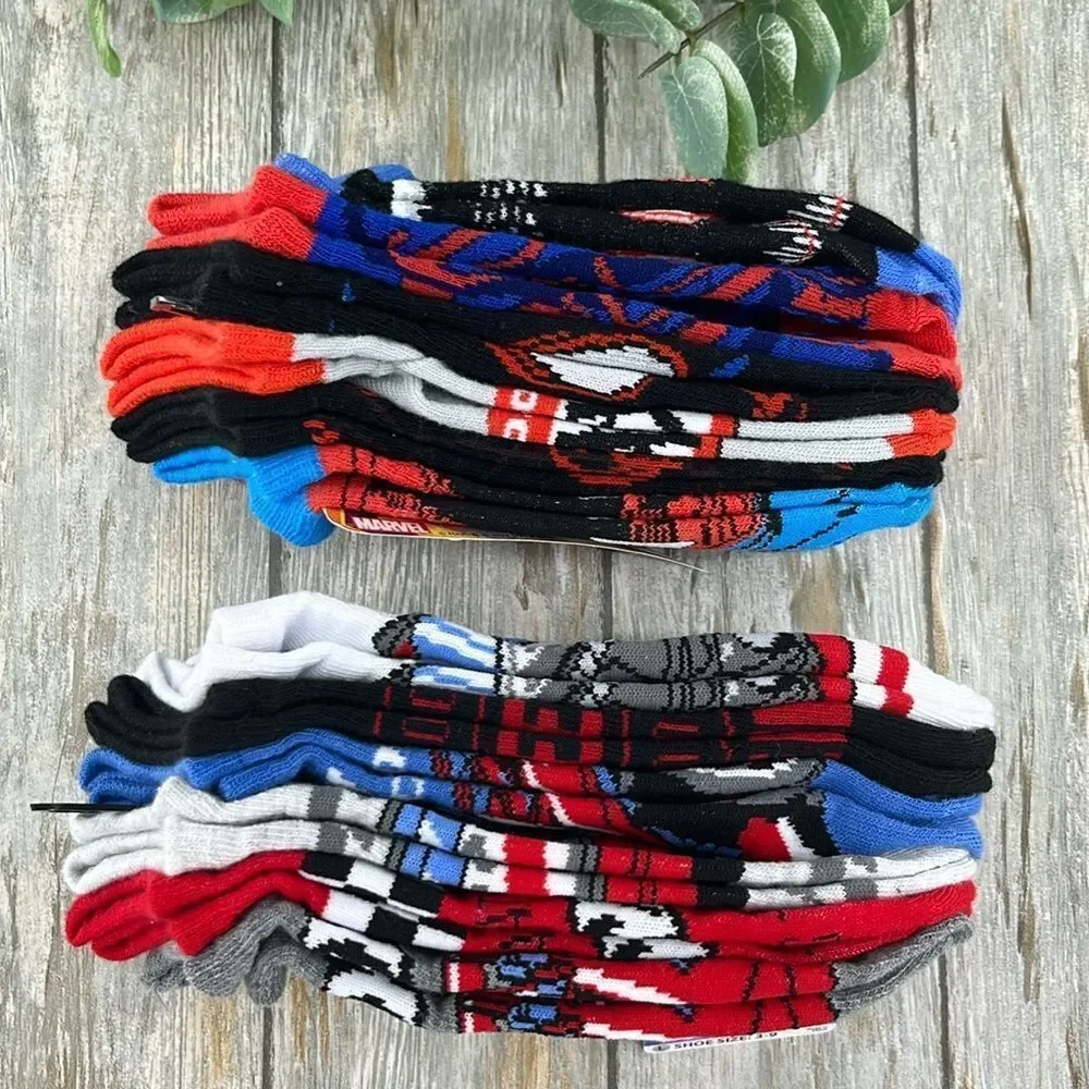 Boys Spiderman & Hot Wheels No Show Comfy Socks 2, 6-Packs Size L